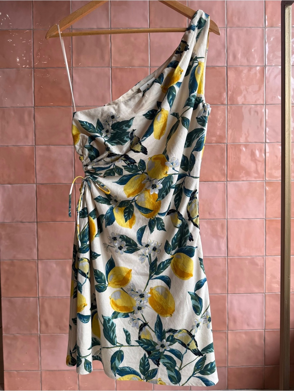 NWT - One-Shoulder Lemon Print Dress - White/Yellow
